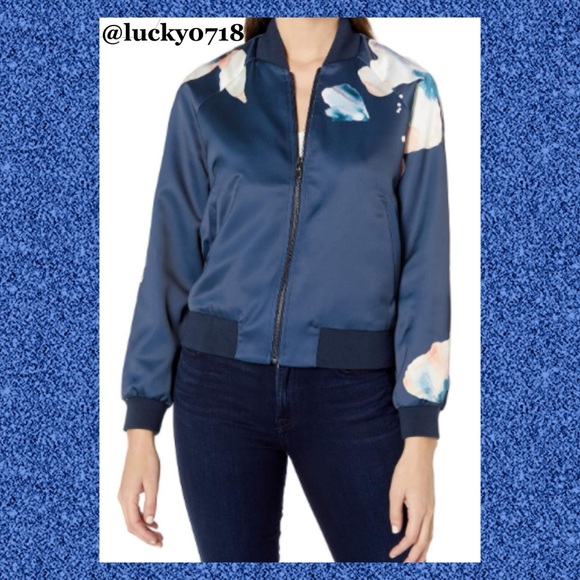 Joe’s Jeans NWOT Elsie Bomber Jacket in Navy Floral Sz M - Picture 2 of 8